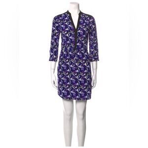 Diane Von Furstenburg Silk Mini Dress Purple Leopard Print Size 6